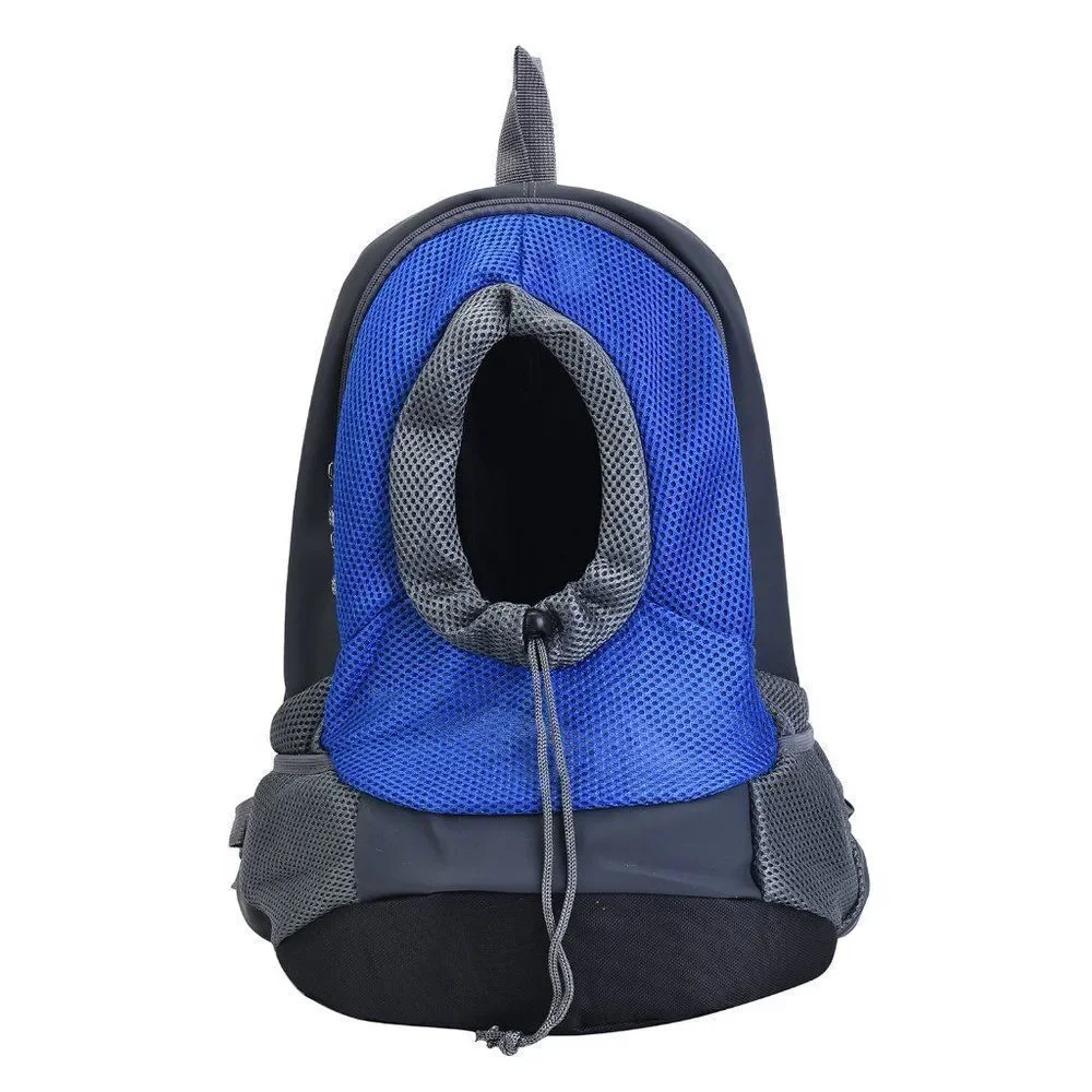 Blue and Grey Nylon Pet Bag with Adjustable Padded Straps